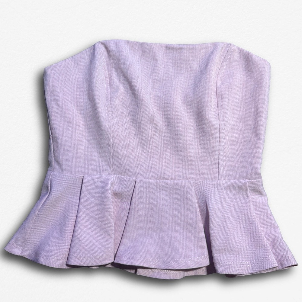Lucid Pink Strapless Peplum Top Lavender Lilac Corset Style‎ Deadstock Womens